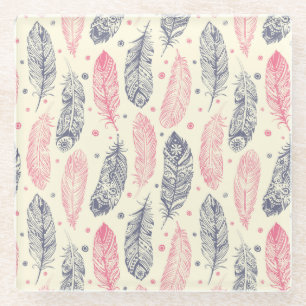 Roze en Paars etnisch vangpatroon Glazen Onderzetter