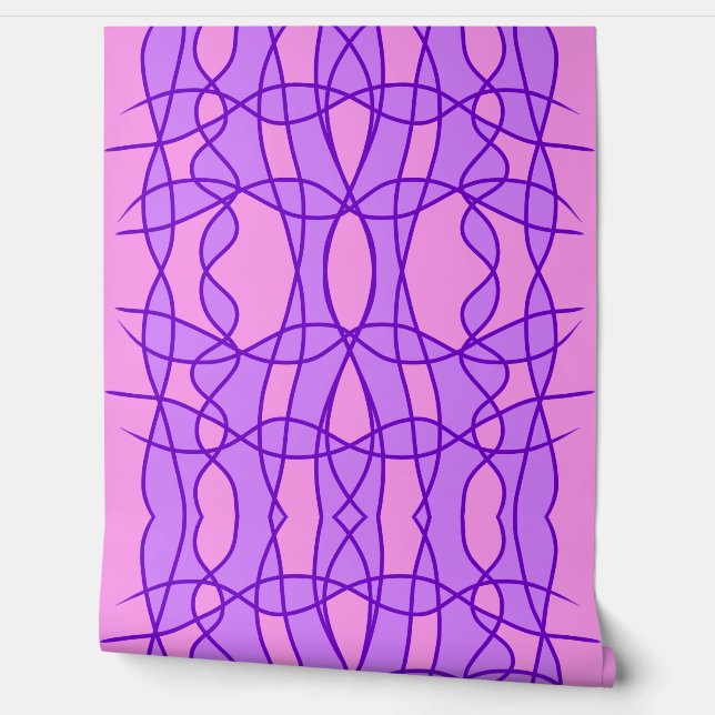 Roze en paars geometrisch patroon behang (Afrollen)