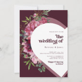 Roze en paars hart romantische bruiloft Uitnodigin Kaart (Voorkant)