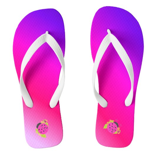 Roze en Paars Met Lieveheersbeestjes Teenslippers (Voetbed)