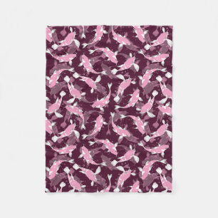 Roze en Paars Patroon - Koi Fish Fleece Deken
