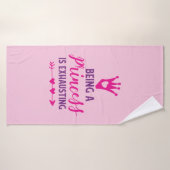 Roze en Paars Princess is exhausting Badhanddoek (Badhanddoek)
