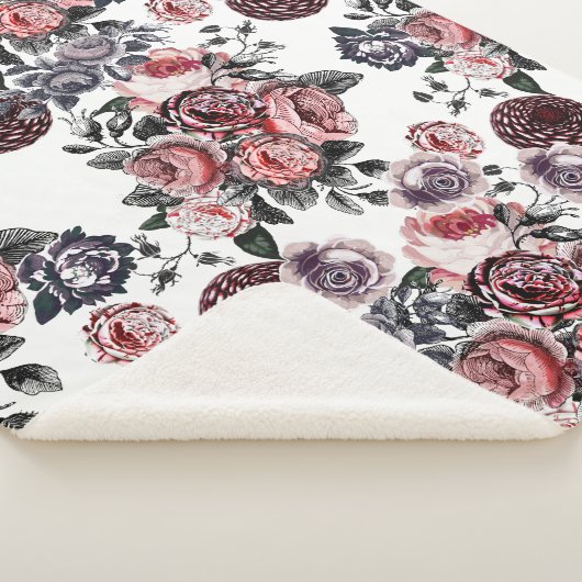 roze en Paars Roos Patroon Sherpa Deken (3/4)