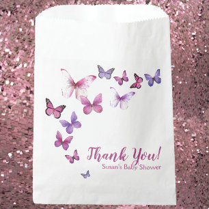 Roze en Paarse A Little Butterfly Baby shower Bedankzakje