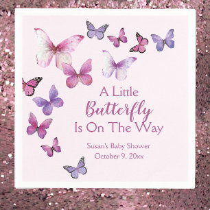 Roze en Paarse A Little Butterfly Baby shower Servet