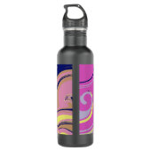 Roze en Paarse Abstract Monogram Waterfles (Achterkant)