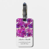Roze en Paarse Abstracte bloemen Bagagelabel (Achterkant verticaal)