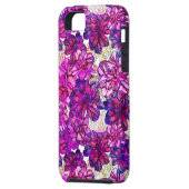 Roze en Paarse Abstracte bloemen Case-Mate iPhone Case (Achterkant Links)