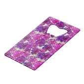 Roze en Paarse Abstracte bloemen Kredietkaart Flessenopener (Achterkant Gekanteld)