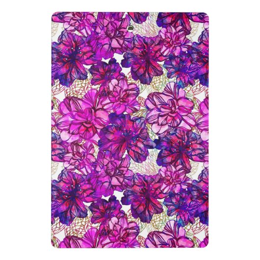 Roze en Paarse Abstracte bloemen Mini Klembord (Achterkant)