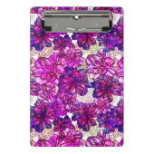 Roze en Paarse Abstracte bloemen Mini Klembord (Voorkant)