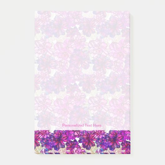 Roze en Paarse Abstracte bloemen Post-it® Notes (Voorkant)