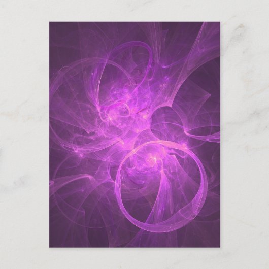 Roze en Paarse Abstracte fractal met cirkels Briefkaart (Voorkant)