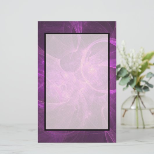 Roze en Paarse Abstracte fractal met cirkels Briefpapier (Staand voorkant)