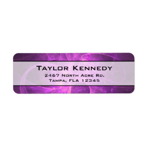 Roze en Paarse Abstracte fractal met cirkels Etiket
