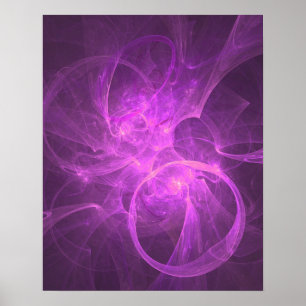Roze en Paarse Abstracte fractal met cirkels Poster