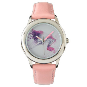 Roze en paarse abstracte motief. horloge