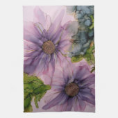 roze en paarse alcoholbloem theedoek (Verticaal)