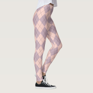Roze en Paarse Argyle Pattern Girly Leggings