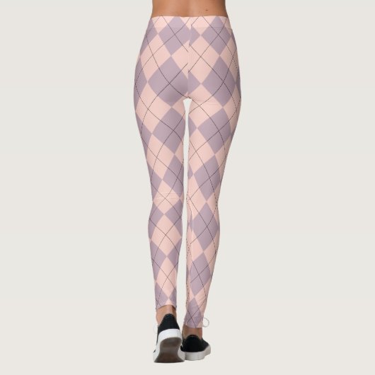 Roze en Paarse Argyle Pattern Girly Leggings (Achterkant)