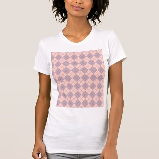 Roze en Paarse Argyle Pattern  T-shirt (Voorkant)