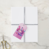 Roze en Paarse Axolotl Girl's Verjaardagsfeest Cadeaulabel (Met Touw)