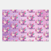 Roze en Paarse Axolotl Girl's Verjaardagsfeest Inpakpapier Vel (Voorkant 3)