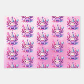 Roze en Paarse Axolotl Girl's Verjaardagsfeest Inpakpapier Vel (Voorkant 2)