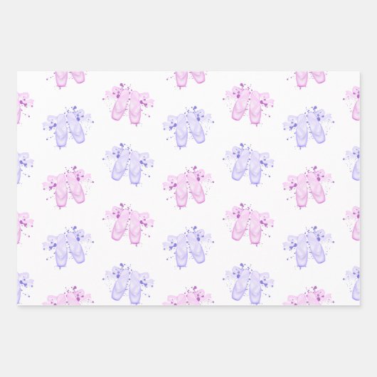 Roze en Paarse ballet Birthday Pointe Shoes Inpakpapier Vel (Voorkant 2)