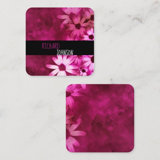 roze en paarse bloem gewaagde moderne kunst vierkante visitekaartje (Voorkant / Achterkant)