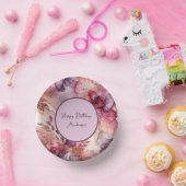 Roze en paarse bloemen Alcohol inkt illustratie Papieren Kommen (Feest)