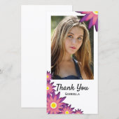 Roze en paarse bloemen Bedankt voor je fotokaart (Voorkant / Achterkant)