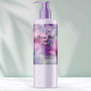 Roze en Paarse Bloemen cosmetica flesje label Sparkling Wijnetiket
