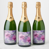 Roze en Paarse Bloemen cosmetica flesje label Sparkling Wijnetiket (Flessen)