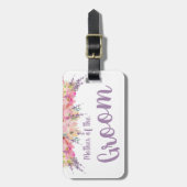 Roze en Paarse Bloemen Moeder van de bruidegom Bagagelabel (Voorkant verticaal)