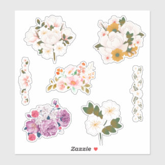 Roze en paarse bloemen op maat gesneden vinylstick sticker