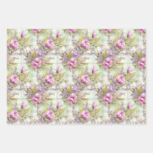 Roze en paarse bloemen op Plaid Inpakpapier Vel (Voorkant 3)