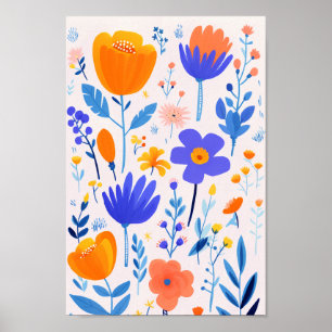 Roze en paarse bloemen poster