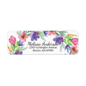  roze en paarse bloemen Terug Adres label (Voorkant)