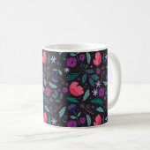 Roze en Paarse bloemenillustratiepatroon Koffiemok (Voorkant rechts)