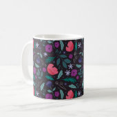 Roze en Paarse bloemenillustratiepatroon Koffiemok (Voorkant links)