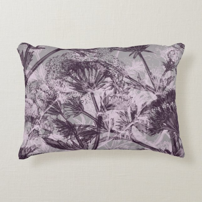 Roze en Paarse bloemenprint Accent Kussen (Voorkant)