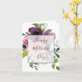 Roze en paarse bloemige Moederdag Kaart (Gele Bloem)