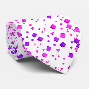 Roze en paarse blokjes en harten stropdas