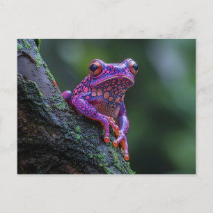 Roze en Paarse boomkikkerkunst Briefkaart
