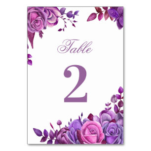 Roze en paarse bruiloft. Waterverf lila bloemstuk Kaart