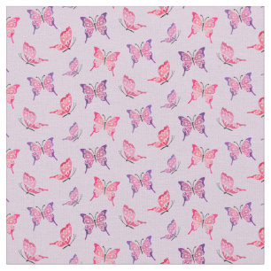 Roze en Paarse Butterflies Stof