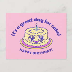 Roze en Paarse Cake Klasse & Verfijnd Gebogen Teks Briefkaart