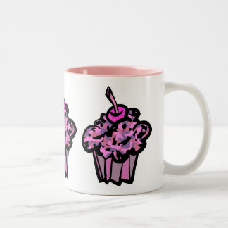 roze en paarse camouflage cupcake tweekleurige koffiemok