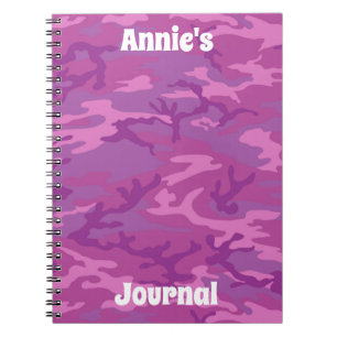 Roze en Paarse Camouflage Persoonlijk Dagboek Notitieboek